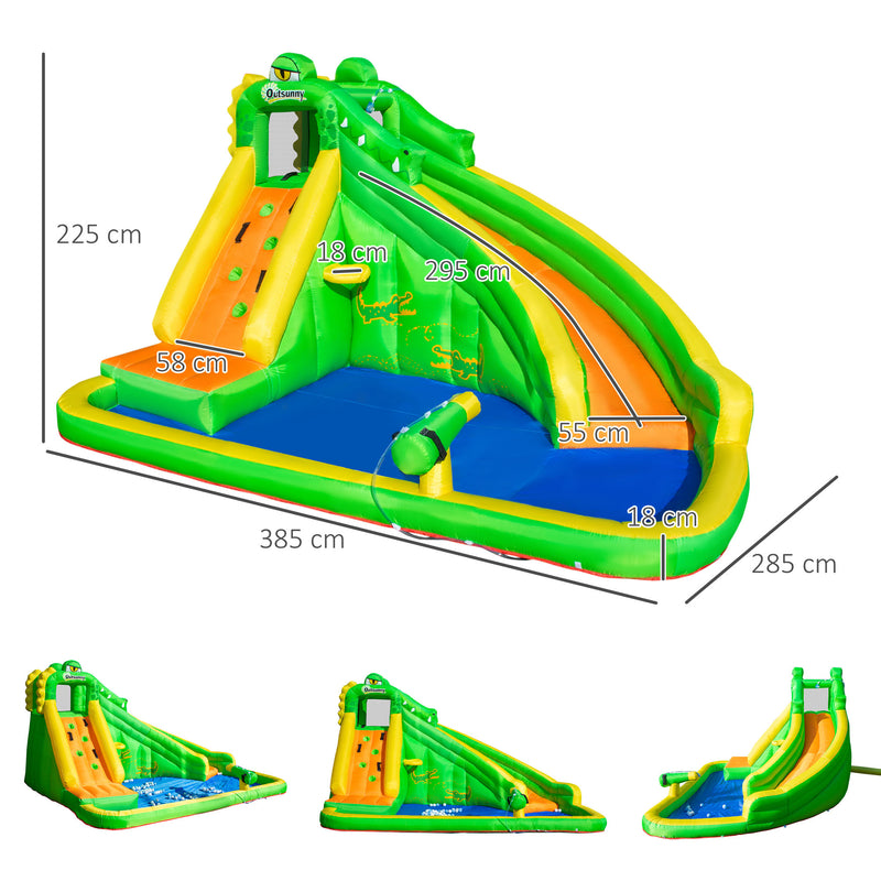 Outsunny Kids Bouncy Castle with Slide Pool Basket Gun Climbing Wall W/ Blower