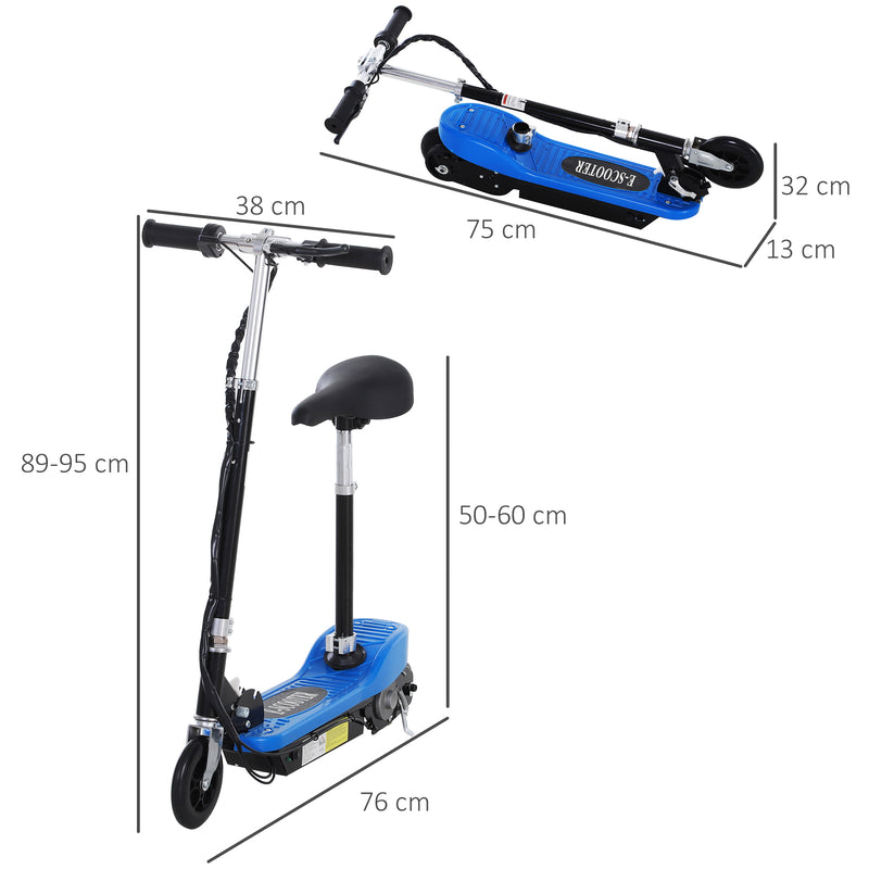 HOMCOM Kids Foldable Electric Powered Scooters 120W Toy w/ Brake Kickstand Blue