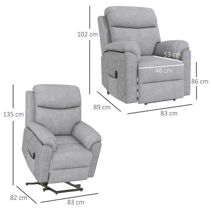 HOMCOM Power Lift Chair Electric Riser Recliner with Remote Control, Grey