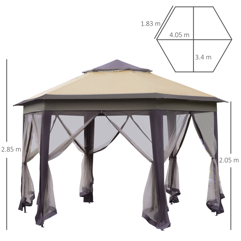 Gazebo Pavilion Tent Canopy 4x4 m Steel Beige