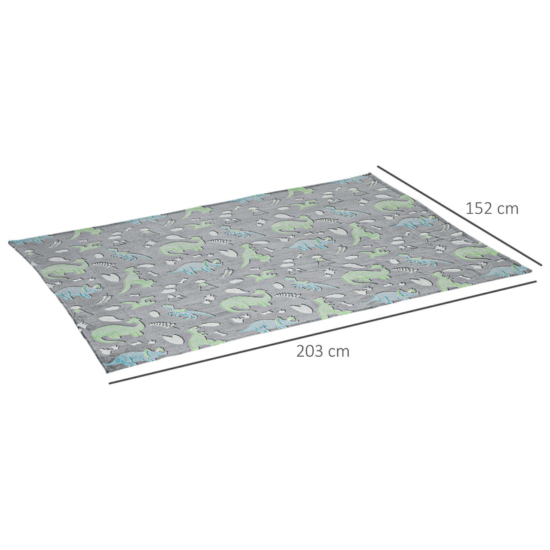 HOMCOM Flannel Fleece Blanket Double Size Glow in The Dark 203x152cm Dinosaurs