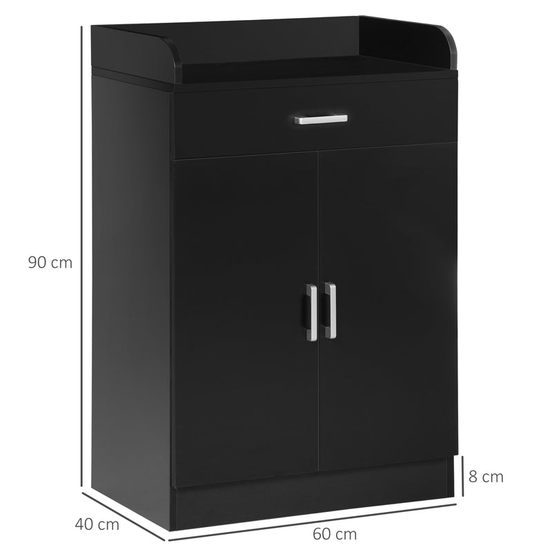 HOMCOM Modern Storage Cabinet, Small Floor Cupboard with Drawer Shelf Black