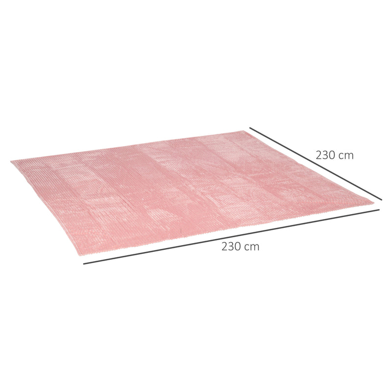 HOMCOM Flannel Fleece Blanket King Size Throw Blanket for Bed 230 x 230cm Pink