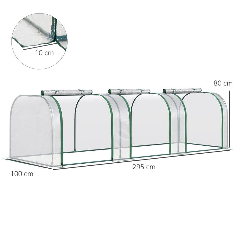 Outsunny Tunnel Greenhouse Steel Frame for Garden Backyard w/ Zipper Doors