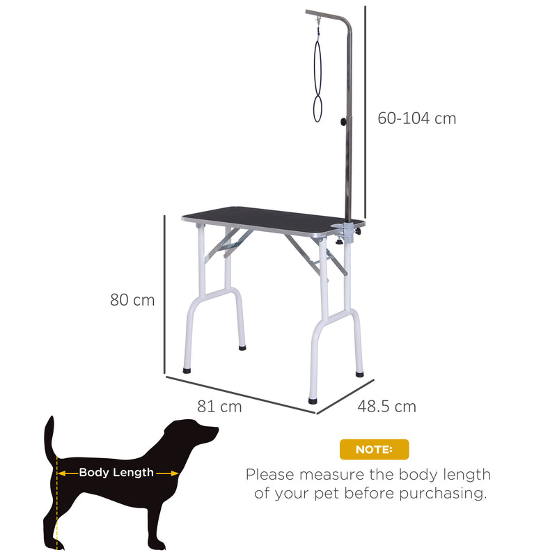 PawHut Foldable Dog Grooming Table Adjustable Arm for Small Dogs 81x49x80 cm