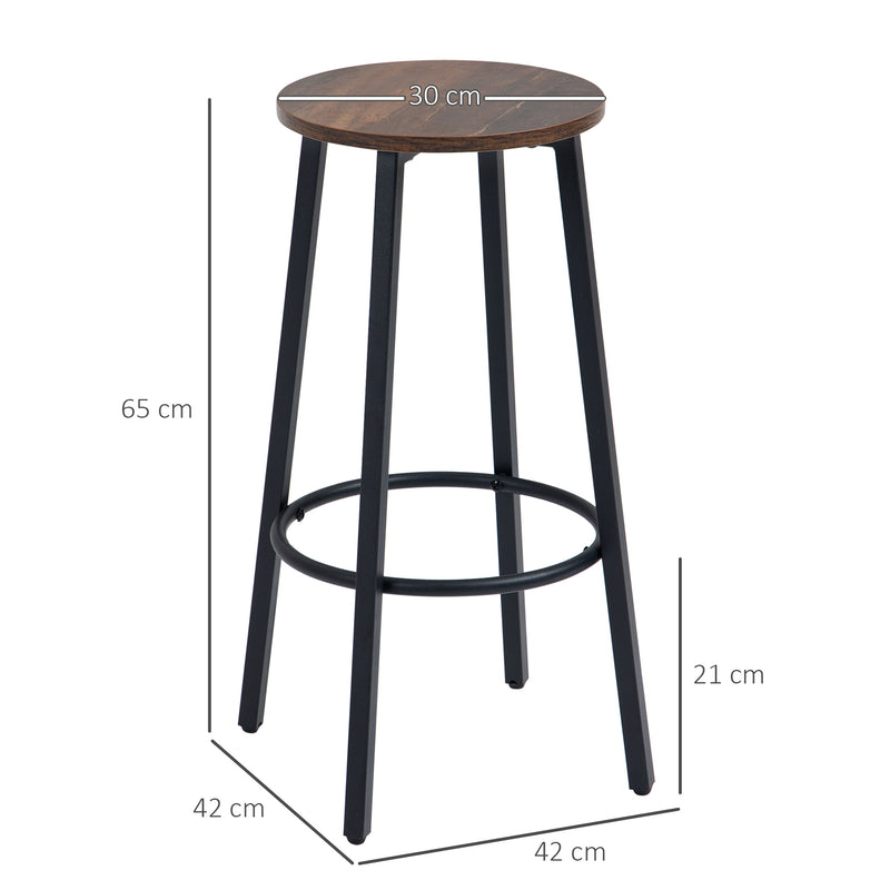 HOMCOM Bar Stools Set of 2 Counter Height Bar Stools for Dining Room Kitchen