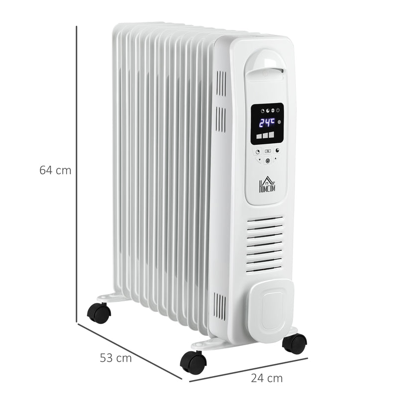 HOMCOM 2720W Oil Filled Portable Radiator Heater w/ Remote Control - White