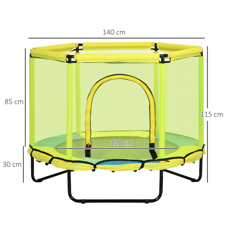 ZONEKIZ 4.6FT Kids Trampoline with Enclosure Safety Net for 1-6 Years Yellow