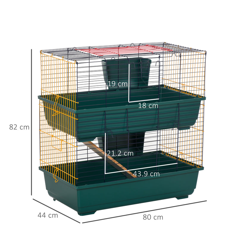 PawHut Small Animal Cage Habitat w/ Accessories 2-Story Large Pet Play House