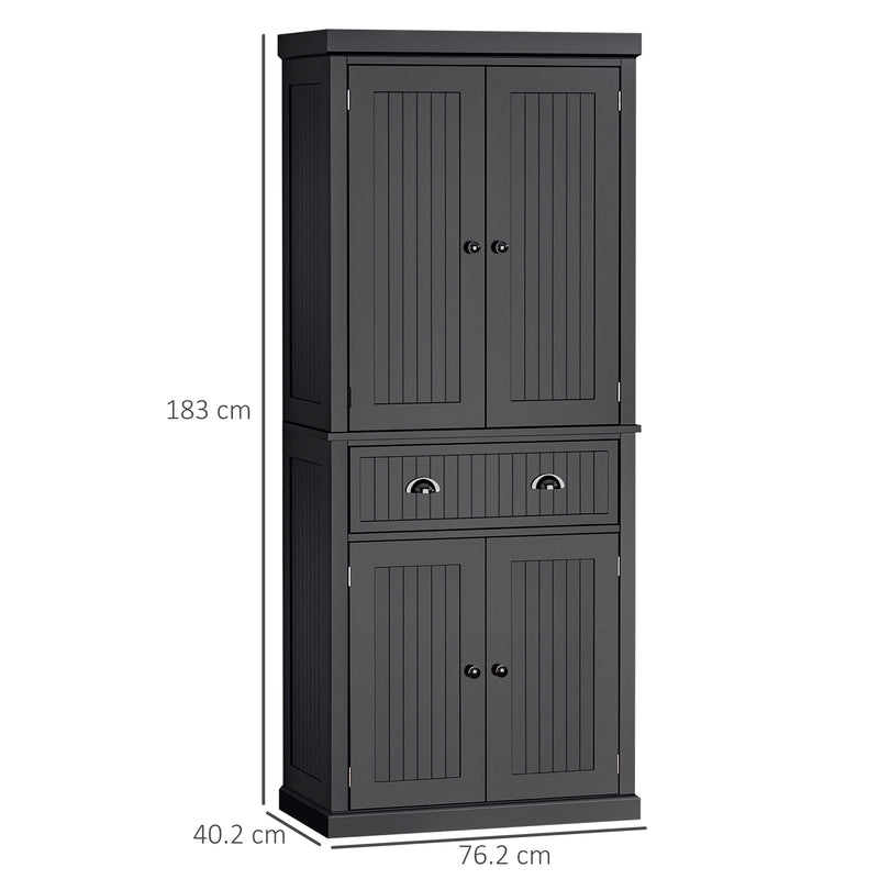 HOMCOM Freestanding Kitchen Storage Cabinet Drawers Cupboards Shelves Black