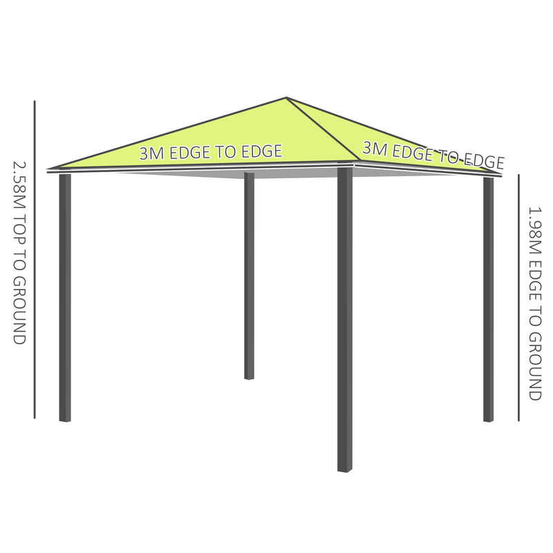 Outsunny 3x3m Garden Metal Gazebo Marquee Patio Party Tent Canopy Shelter