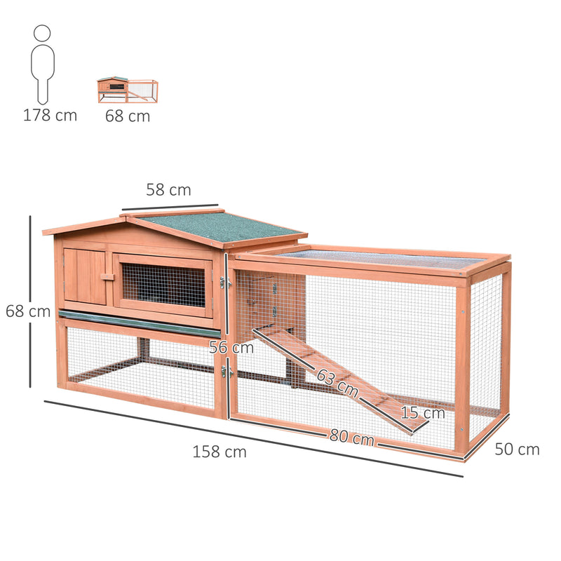 PawHut Wooden Rabbit Hutch Enclosure Run House 2 Tier Large Coop Run Pet