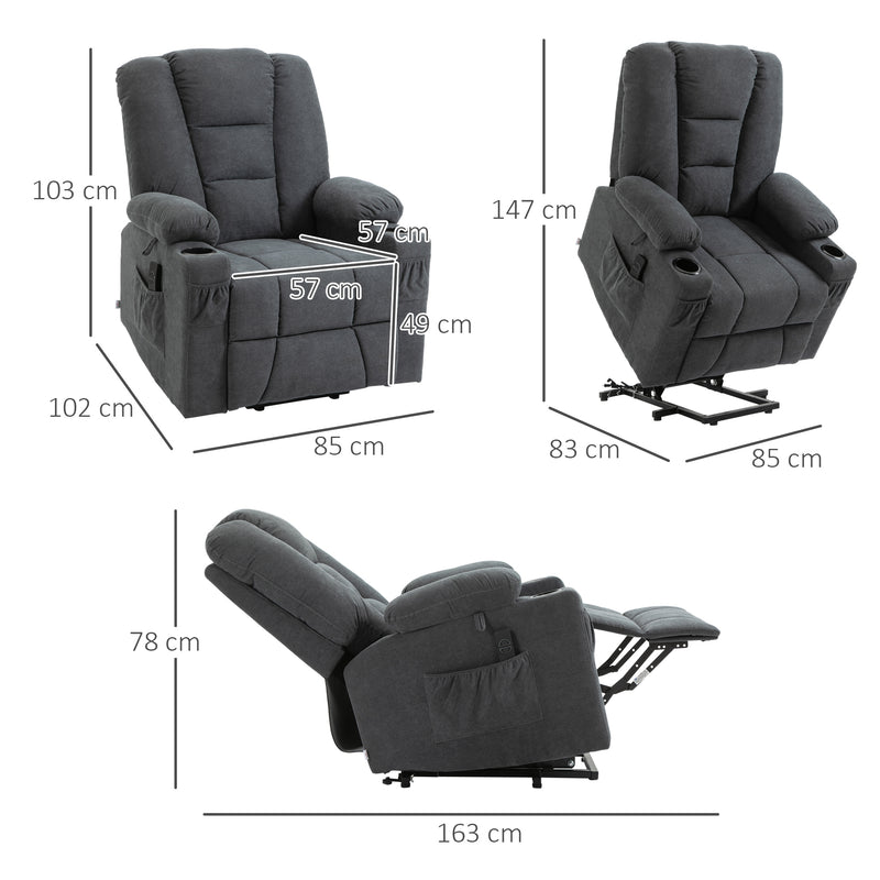 HOMCOM Riser and Recliner Chair w/ Remote, Lift Chair for the Elderly, Grey