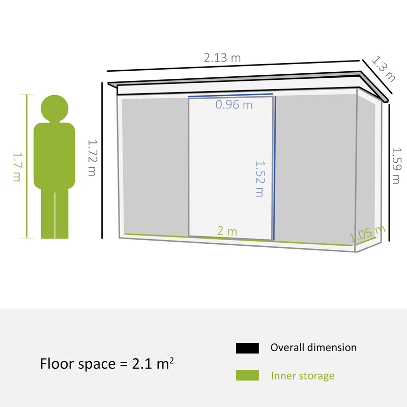 Outsunny 7 x 4ft Metal Garden Storage Shed w/ Double Door & Ventilation