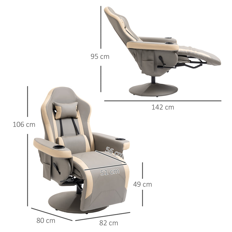 HOMCOM Manual Recliner Armchair PU Sofa Chair w/ Footrest & 135° Reclining