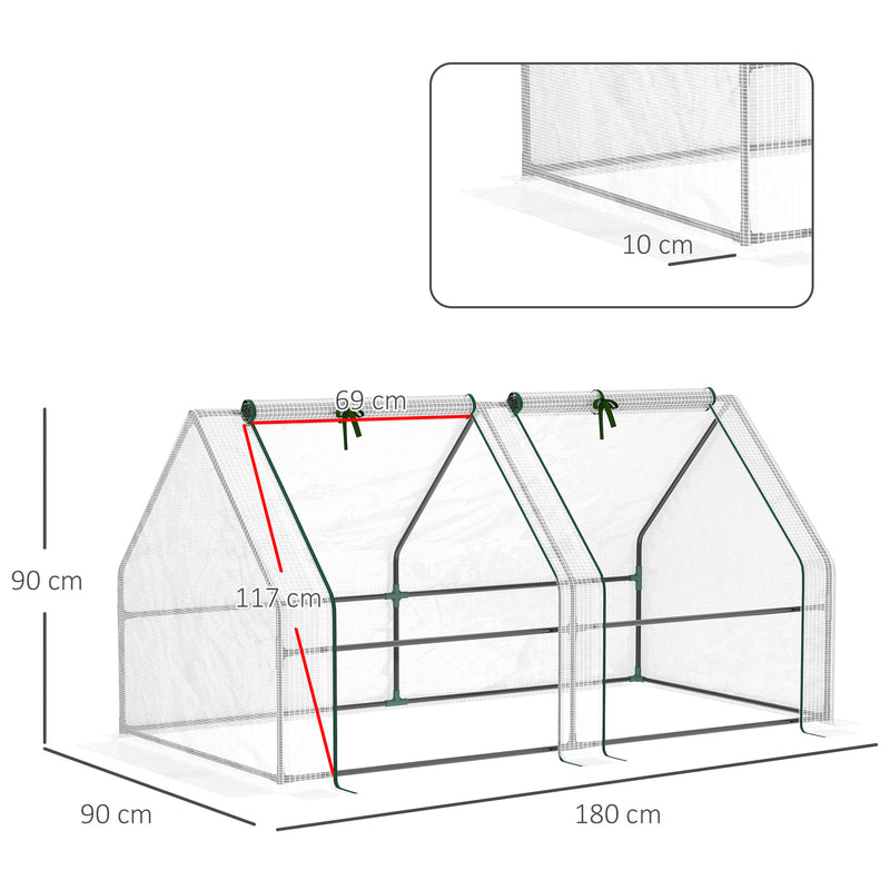 Outsunny Mini Small Greenhouse with Steel Frame & PE Cover & Window, White