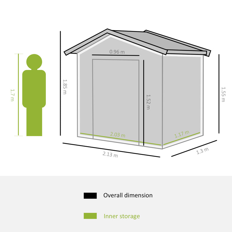 Outsunny Garden Shed Storage Unit w/Locking Door Floor Foundation Vent Green