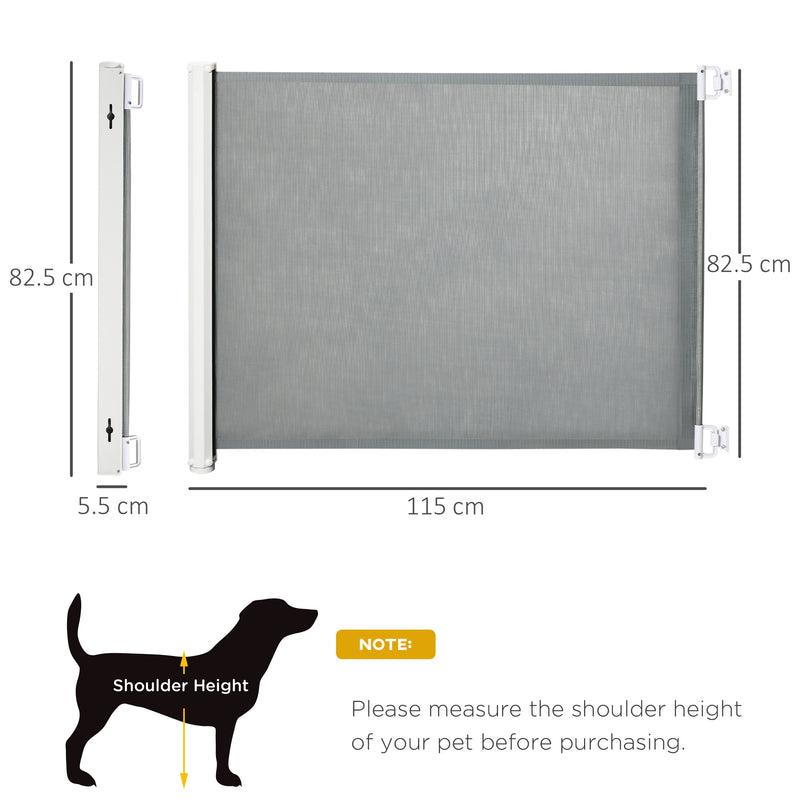 PawHut Retractable Safety Gate Pet Guard Battier for Doorways, Hallways - Grey