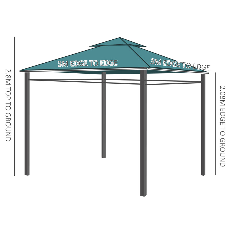 Outsunny 3 x 3m Metal Garden Gazebo Marquee Party Tent Canopy Pavilion Sidewalls