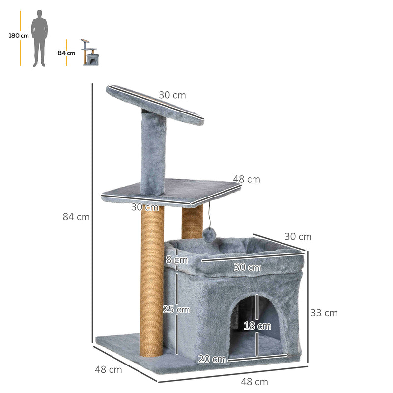 PawHut Cat Tree Tower w/ Scratching Posts Pad Condo Perch Bed Ball Kitten Toy