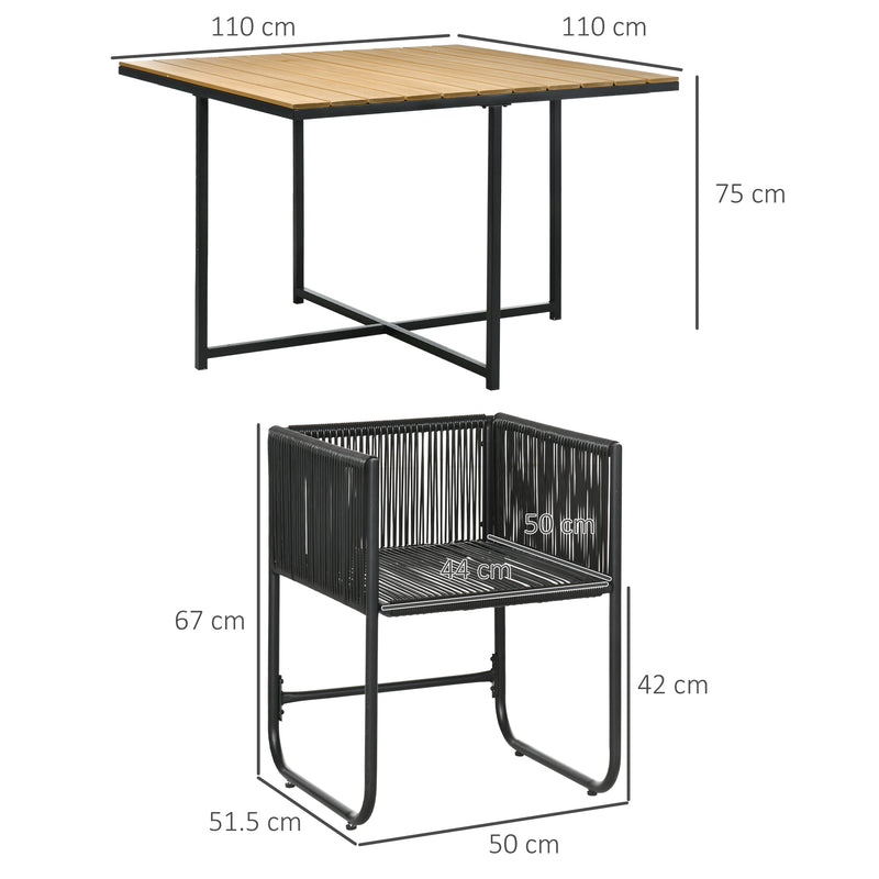 Outsunny Rattan Dining Set, Rattan Cube Dining Sets w/ Space-saving Design