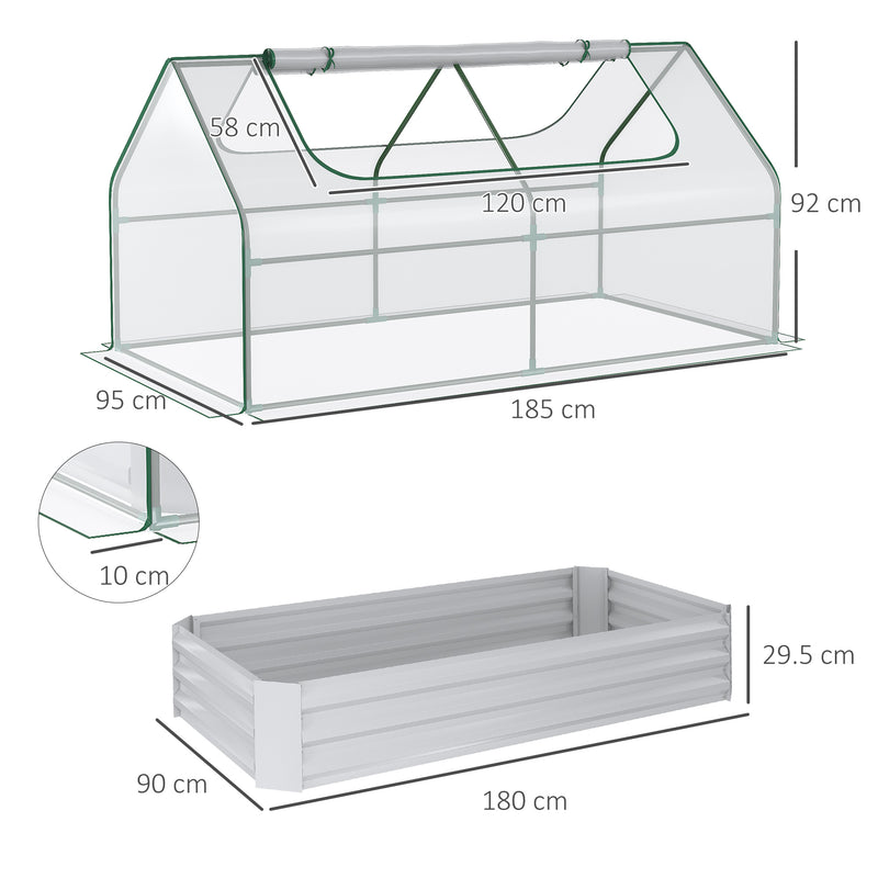 Outsunny Raised Garden Bed Planter Box with Greenhouse, Large Window, Clear