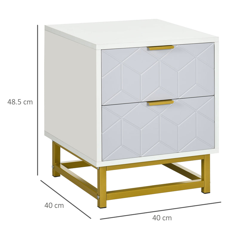 HOMCOM Bedside Table, Sofa Side Table W/ 2 Drawers Living Room, Bedroom