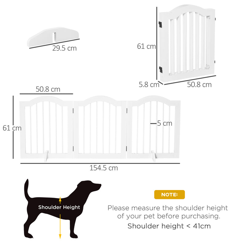 PawHut Freestanding Pet Gate Safety Barrier 3 Pannel w/ Support Feet White