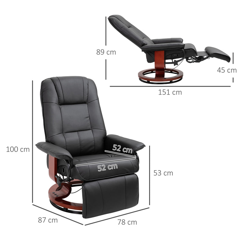 HOMCOM Ergonomic Office Recliner Sofa Chair PU Leather Armchair Lounger Black