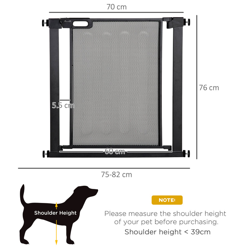 PawHut Pressure Fit Safety Gate for Stairs w/ Auto Close 75-82 cm - Black