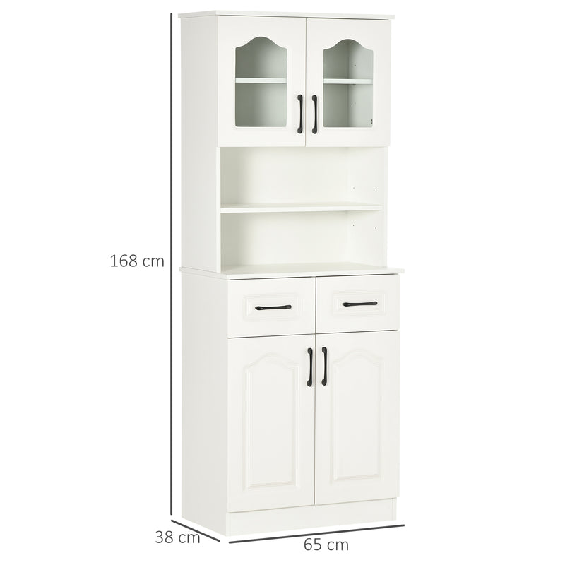 HOMCOM Kitchen Cupboard Storage Cabinet Adjustable Shelves, Countertop,White