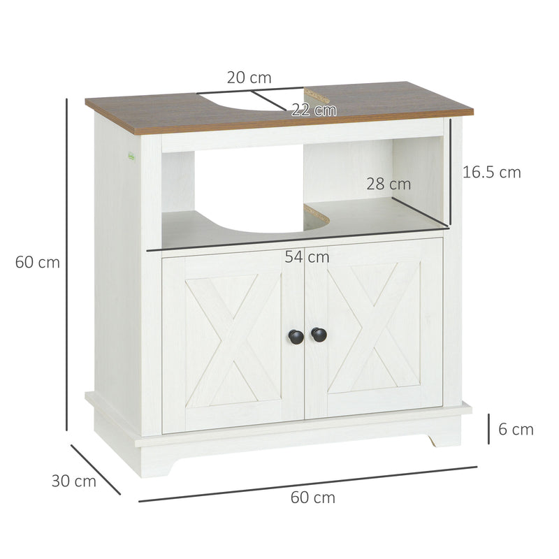 kleankin Bathroom Sink Cabinet, Freestanding Under Sink Cabinet, White