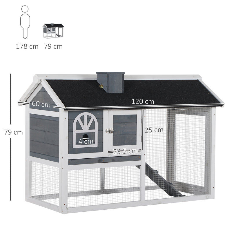 PawHut Rabbit Hutch Wood Bunny Cage for Outdoor Indoor w/ Pull Out Tray Ramp