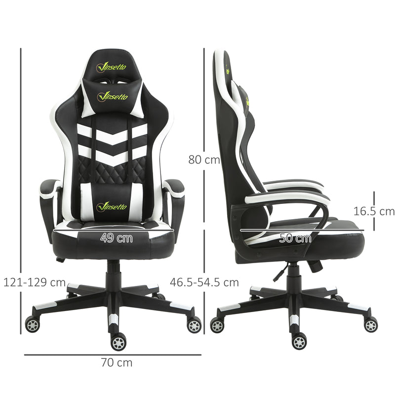 Vinsetto Racing Gaming Chair w/ Lumbar Support, Gamer Office Chair, Black White