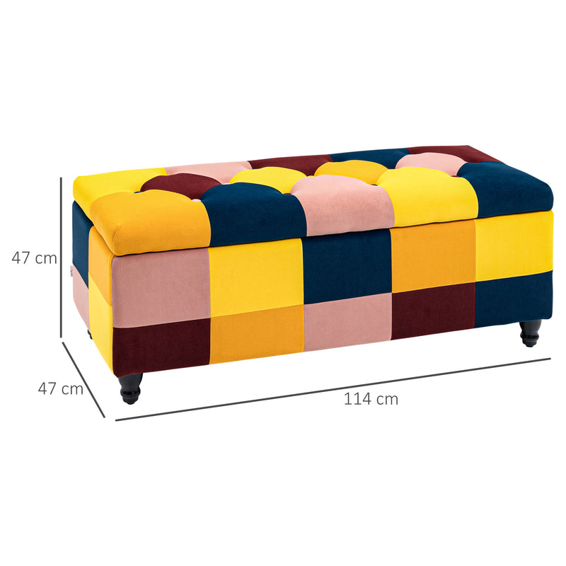 HOMCOM 114 x 47 x 47cm Velvet Storage Ottoman, Button-tufted Footstool Box