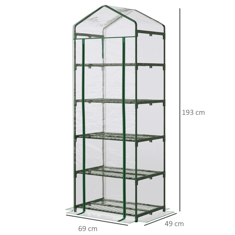 Outsunny Mini Greenhouse Outdoor Flower Stand PVC Cover Portable 69 x 49 x 193cm