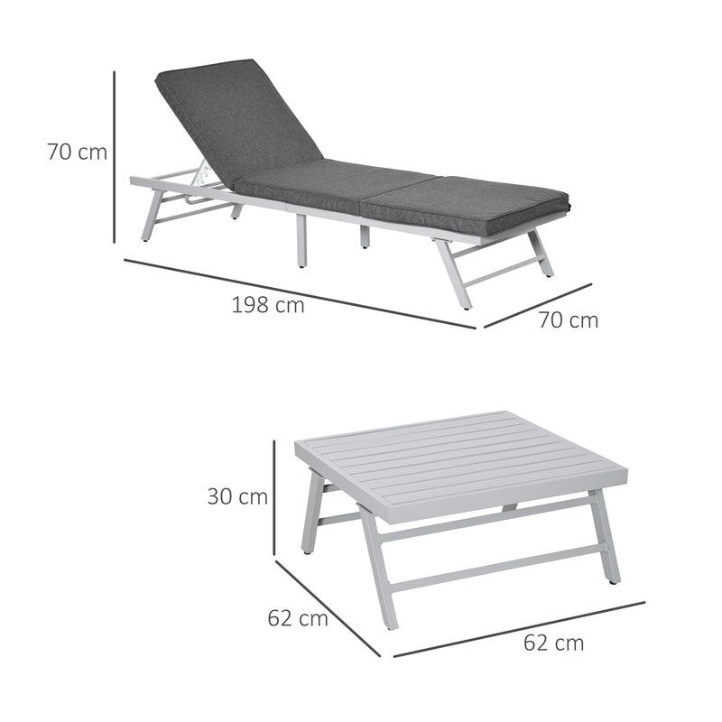 Outsunny 3 Pcs Garden Seating Set w/ Sofa Lounge Table Outdoor Patio Furniture