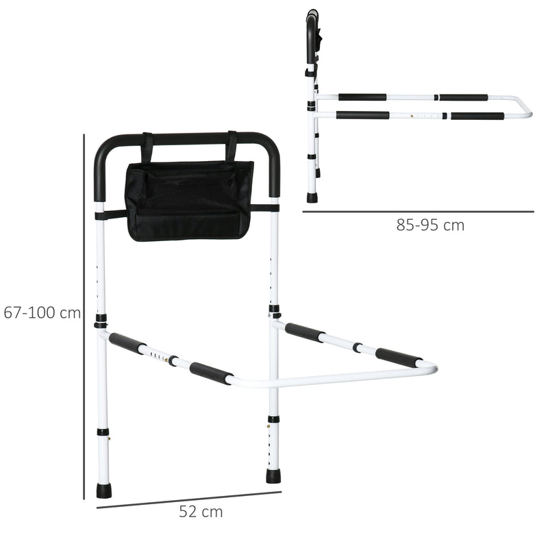 HOMCOM Adjustable Bed Assist Rail Grab Bar for Senior and Disabled White