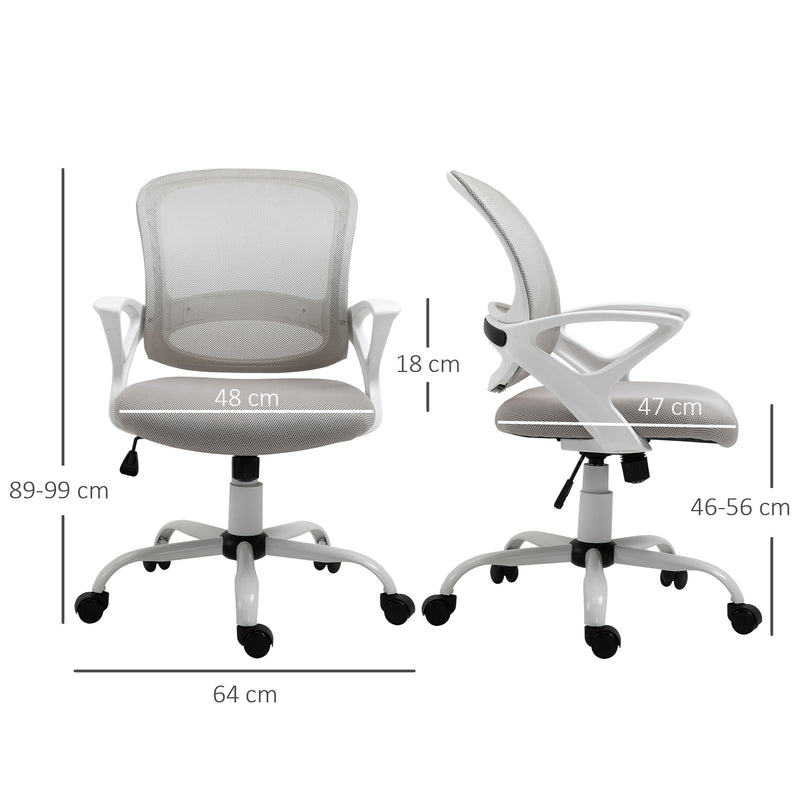 Vinsetto Mesh Task Swivel Chair Home Office Desk w/ Lumbar Back Support, Grey