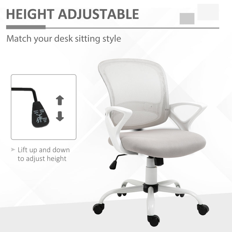 Vinsetto Ergonomic Mesh Office Chair with Lumbar Back Support Swivel Rocking Computer Chair with Adjustable Height and Armrests Grey