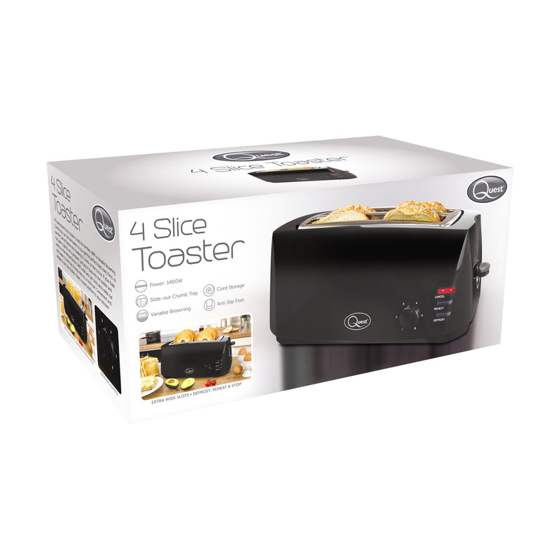 Quest 4 Slice Toaster - Black