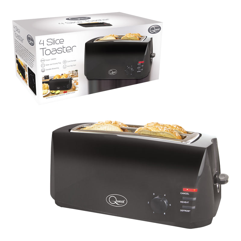 Quest 4 Slice Toaster - Black