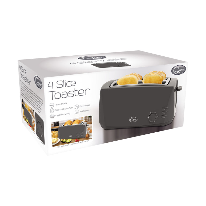 Quest 4 Slice Toaster - Grey