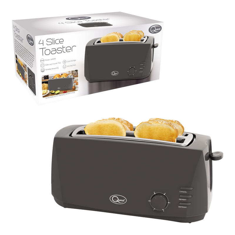 Quest 4 Slice Toaster - Grey