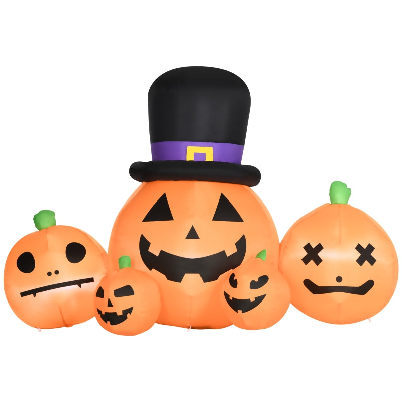 Outsunny Halloween Inflatable Pumpkins with Hat Display 6' with LED