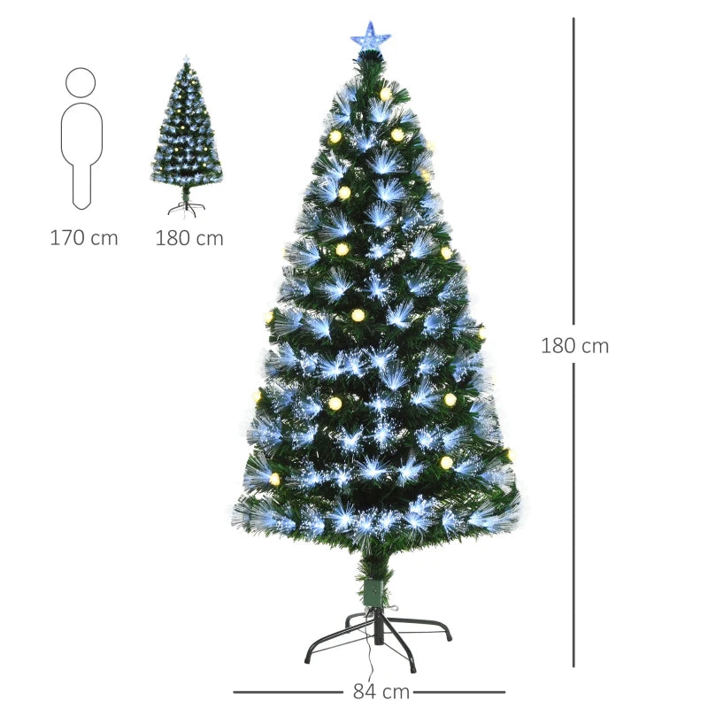 Christmas Fibre Optic Tree 6' with Warm White Cherry Lights and Blue Star