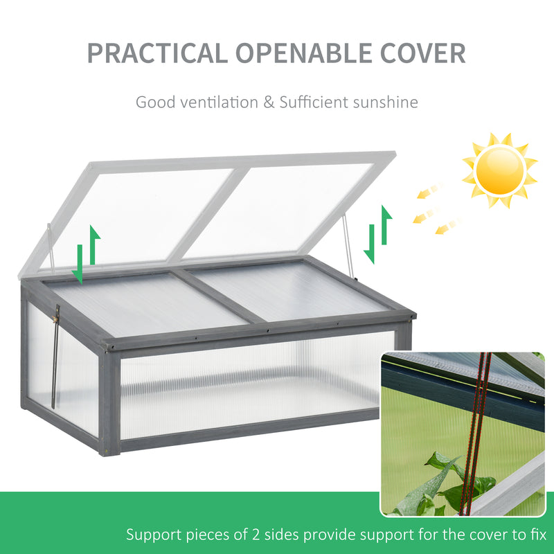 Outsunny Square Wooden Outdoor Greenhouse for Plants PC Board 100 x 65 x 40cm