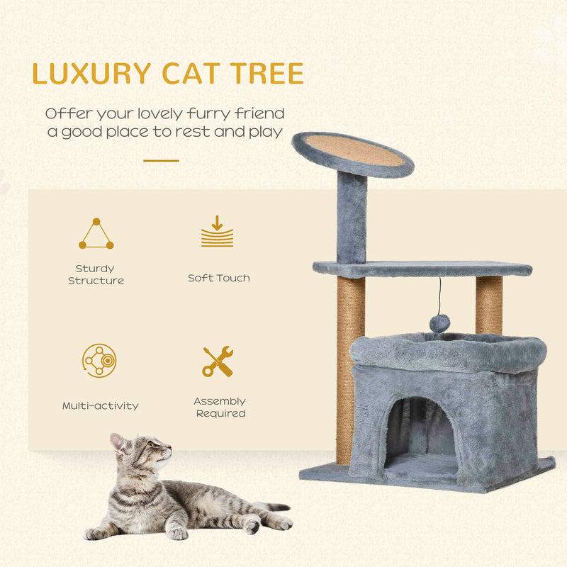 PawHut Cat Tree Tower w/ Scratching Posts Pad Condo Perch Bed Ball Kitten Toy