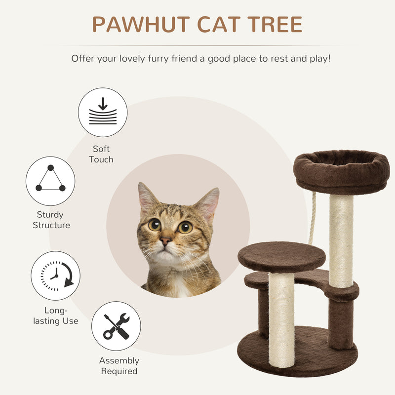 PawHut Cat Tree Scratcher Kitty Activity Center 2 Perch Sisal Rope Brown