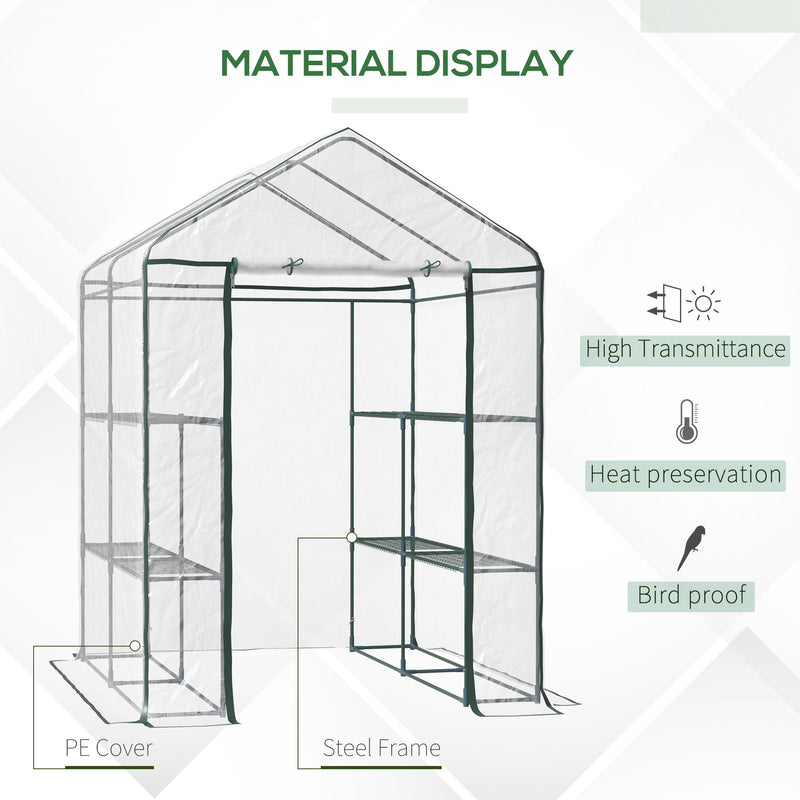 Outsunny Walk In Greenhouse Garden Clear PVC Frame Shelves Reinforced Plant Grow